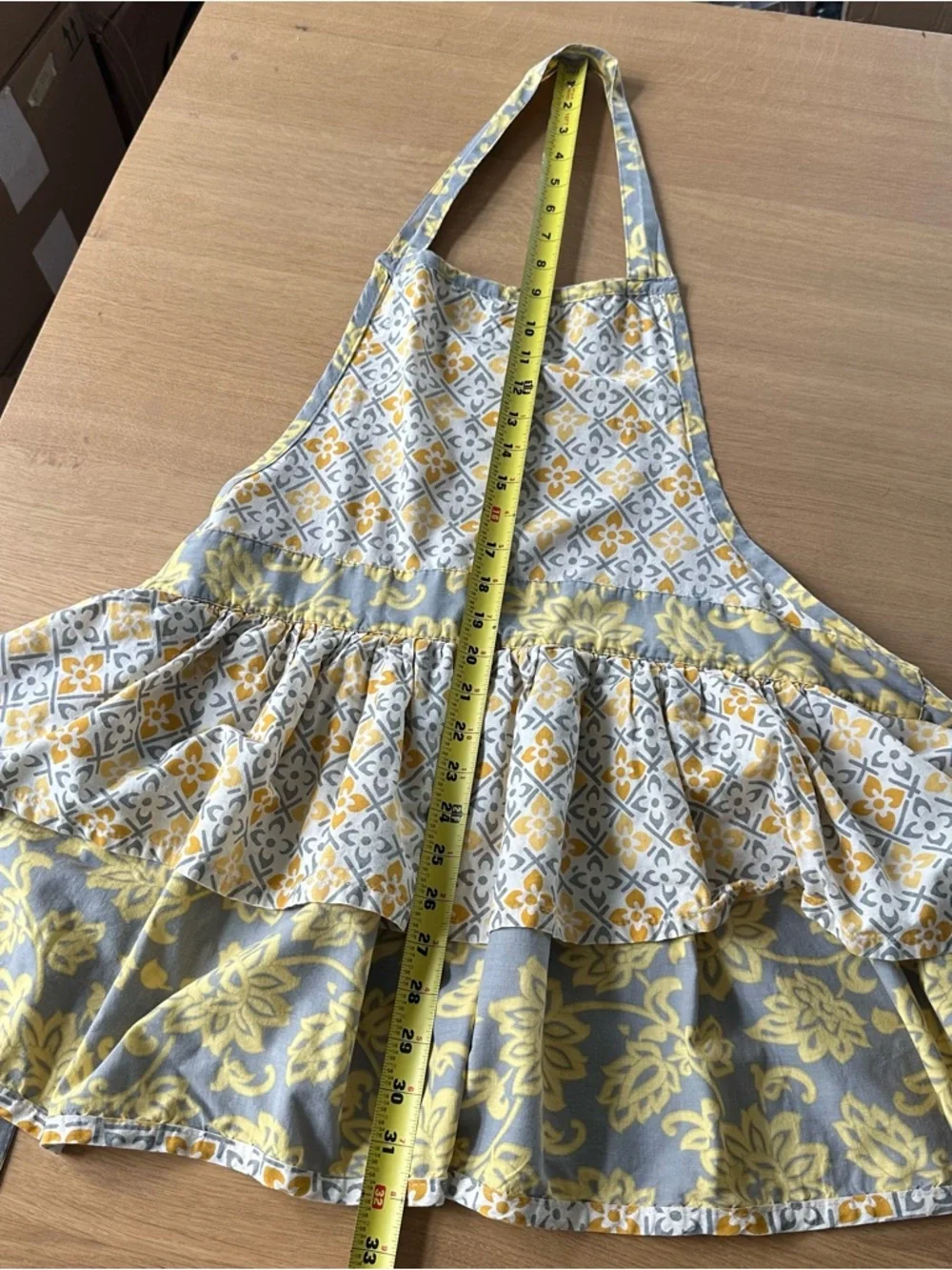100% Cotton Yellow Grey Floral Kitchen Apron One Size Melissa Anne Designs Boho